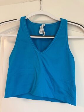 Small Athleta Aurora Seamless Crop Rib Tank Blue